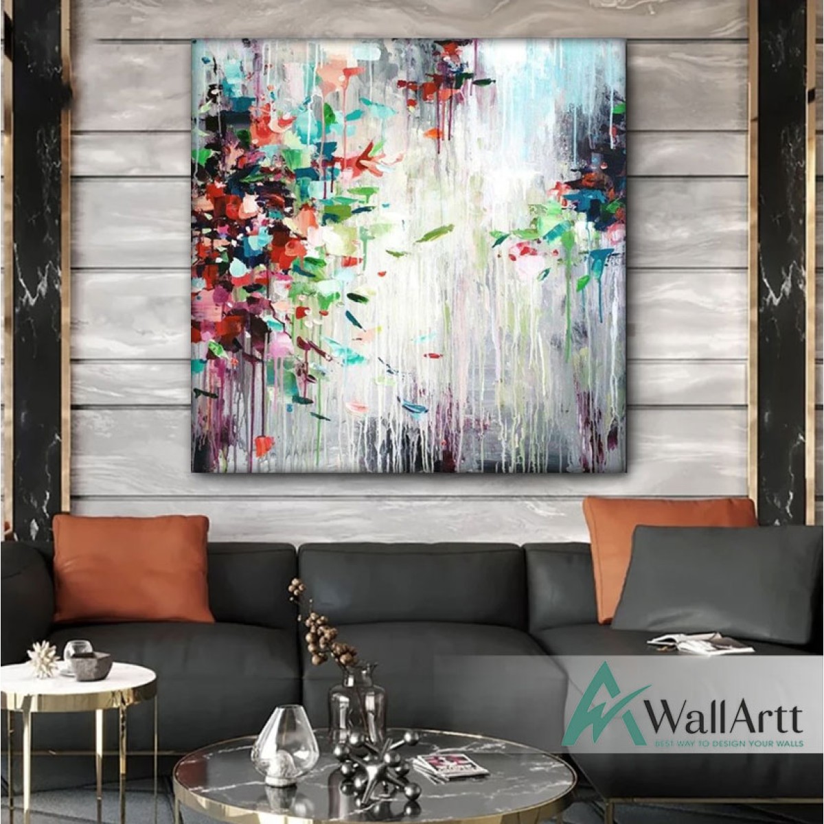 Colorful Leaves Textured Partial Oil Painting