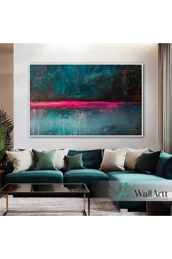 Abstract Fujya Green Textured Partial Oil Painting