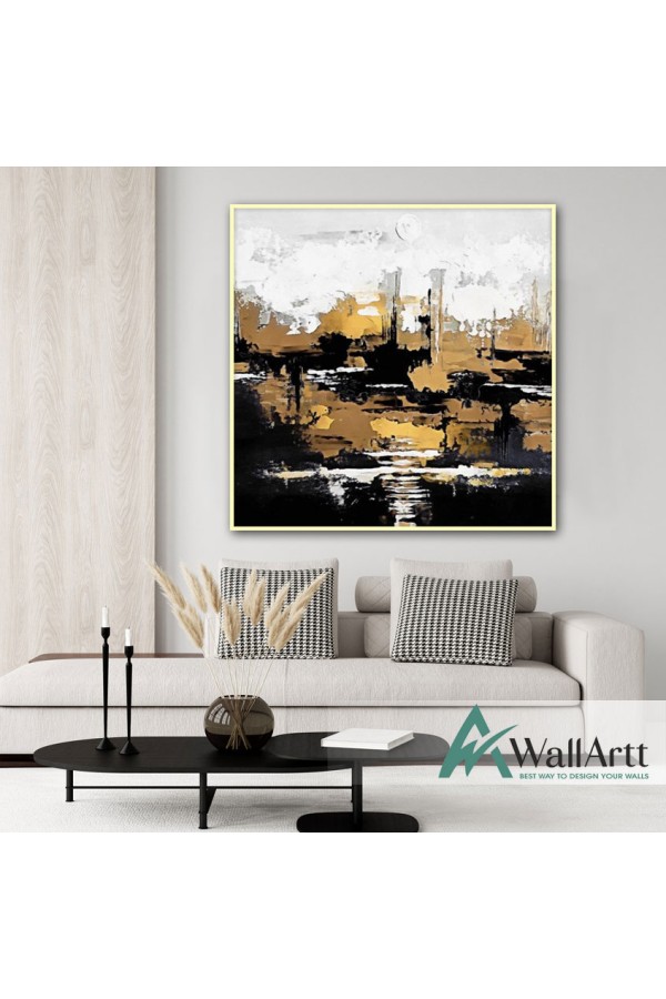 Misty City Abstract Textured Partial Oil Painting