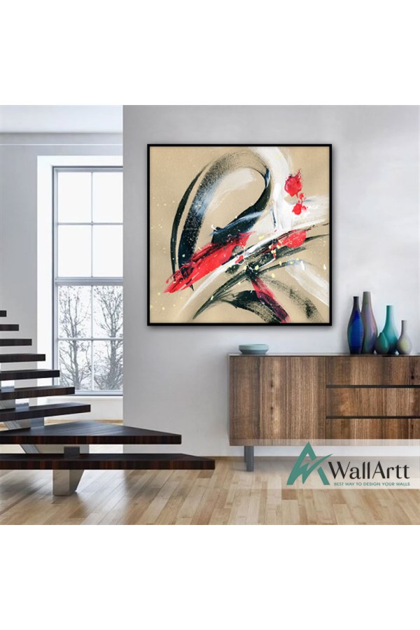 Red Touches Textured Partial Oil Painting