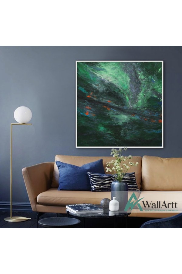 Green Depth Textured Partial Oil Painting