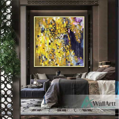 Yellow Rain Textured Partial Oil Painting