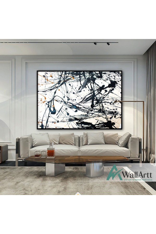 Abstract Black Drawings Textured Partial Oil Painting