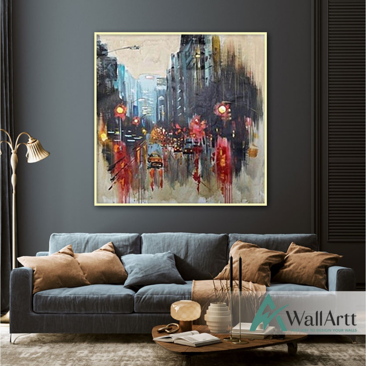 City Life Textured Partial Oil Painting