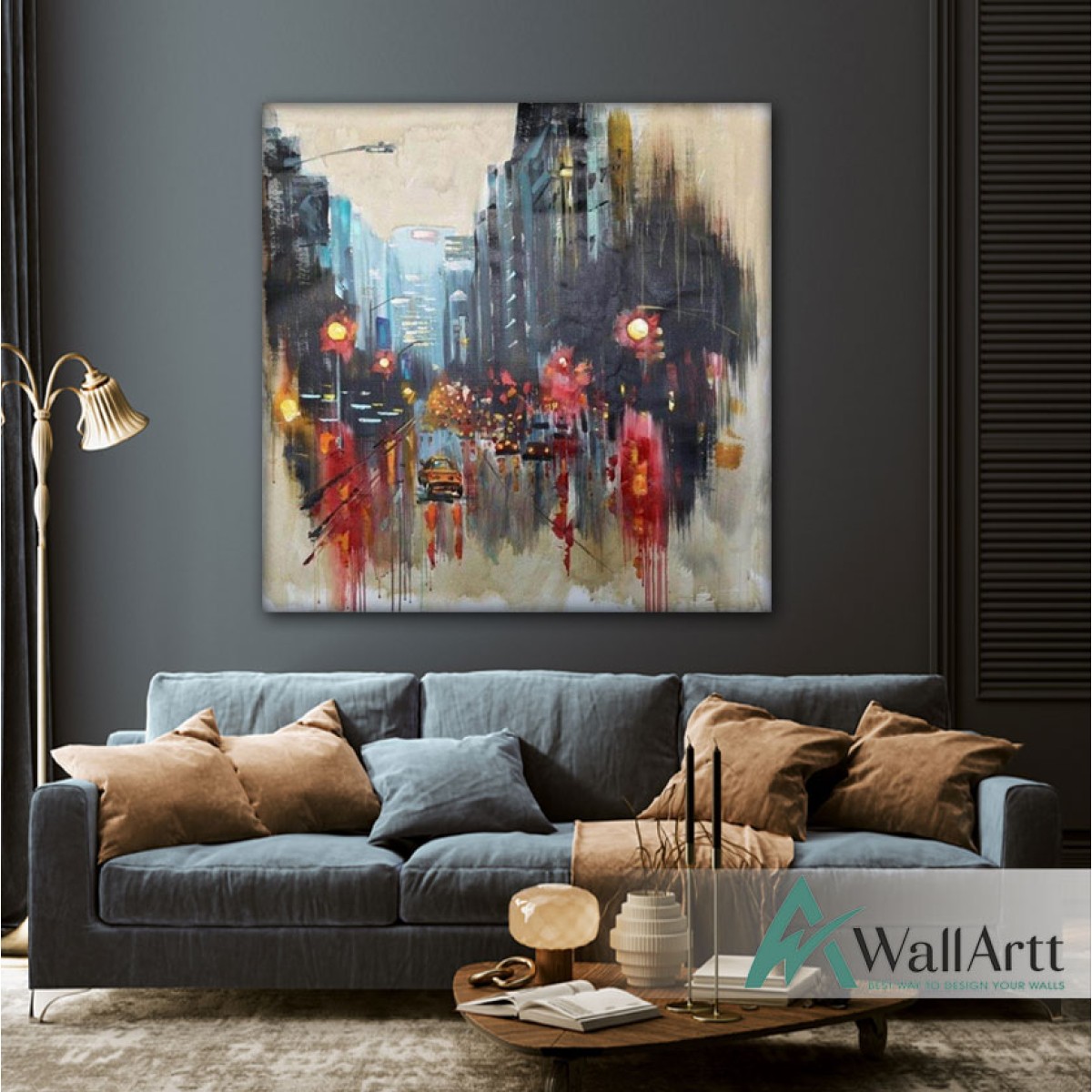 City Life Textured Partial Oil Painting
