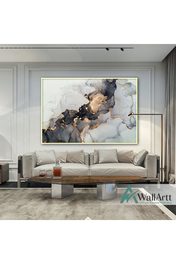 Gold Marble with Gold Foil III Textured Partial Oil Painting