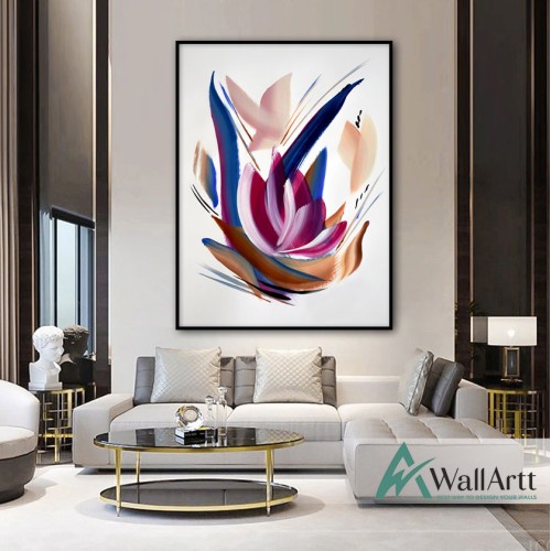 Abstract Minimal Flower Textured Partial Oil Painting