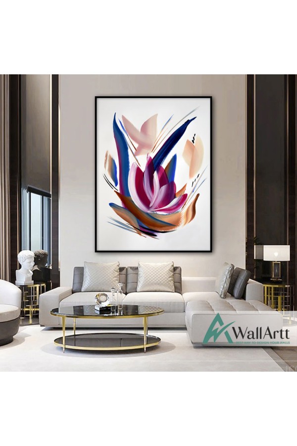 Abstract Minimal Flower Textured Partial Oil Painting