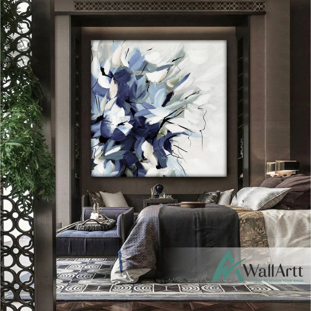 Abstract Flower Bouquet I Textured Partial Oil Painting