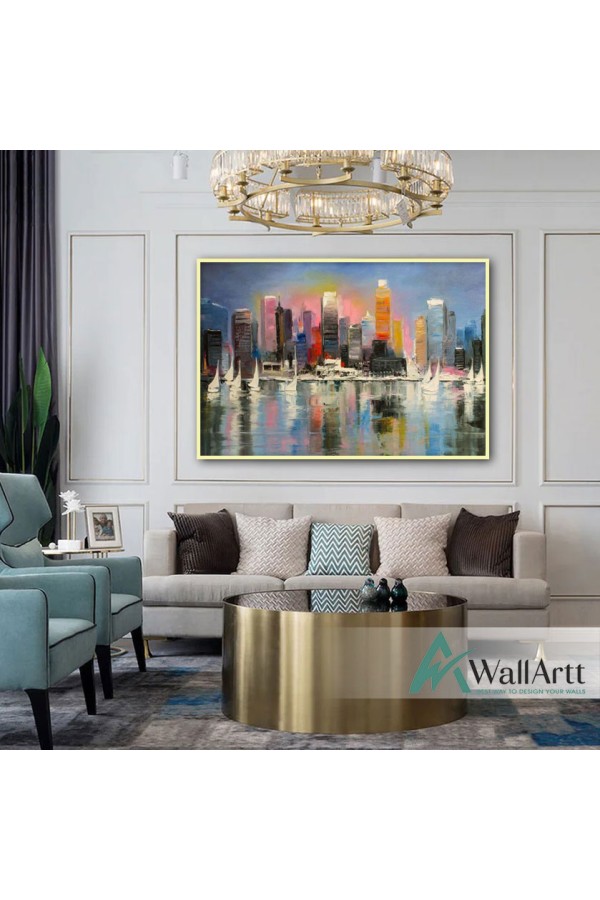Sunrise in the City Textured Partial Oil Painting