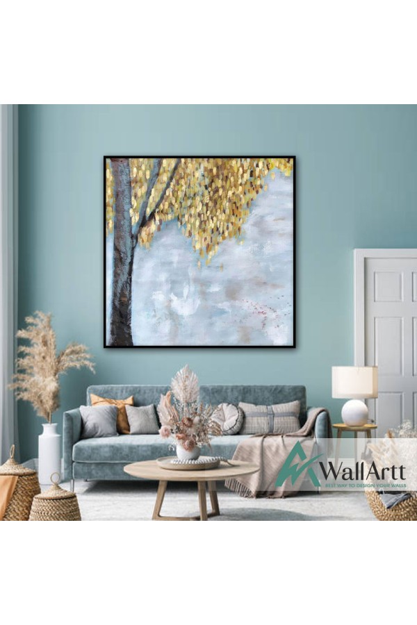 Golden Tree Textured Partial Oil Painting