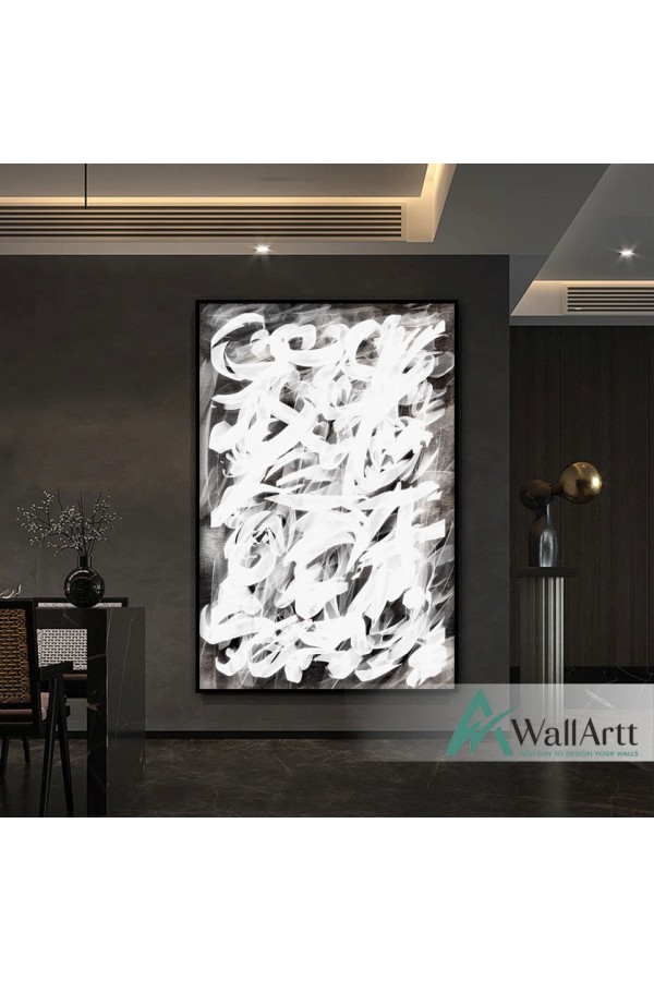 White Scribble Textured Partial Oil Painting