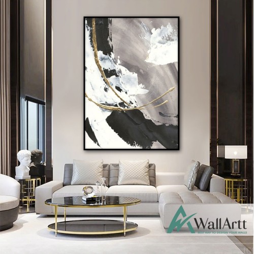 Gold with Black n White  Textured Partial Oil Painting