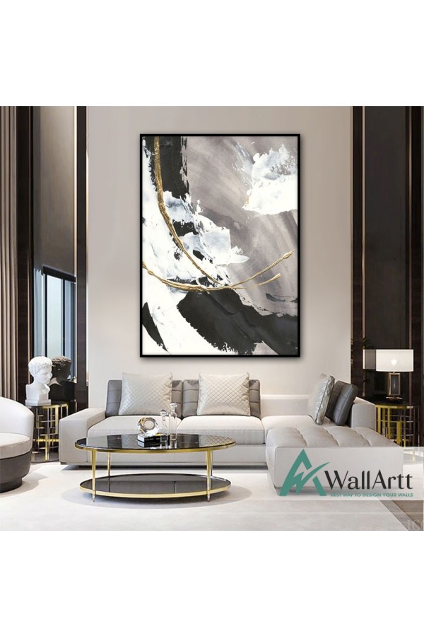 Gold with Black n White  Textured Partial Oil Painting