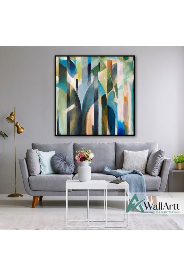 Blue Green Reflections Textured Partial Oil Painting