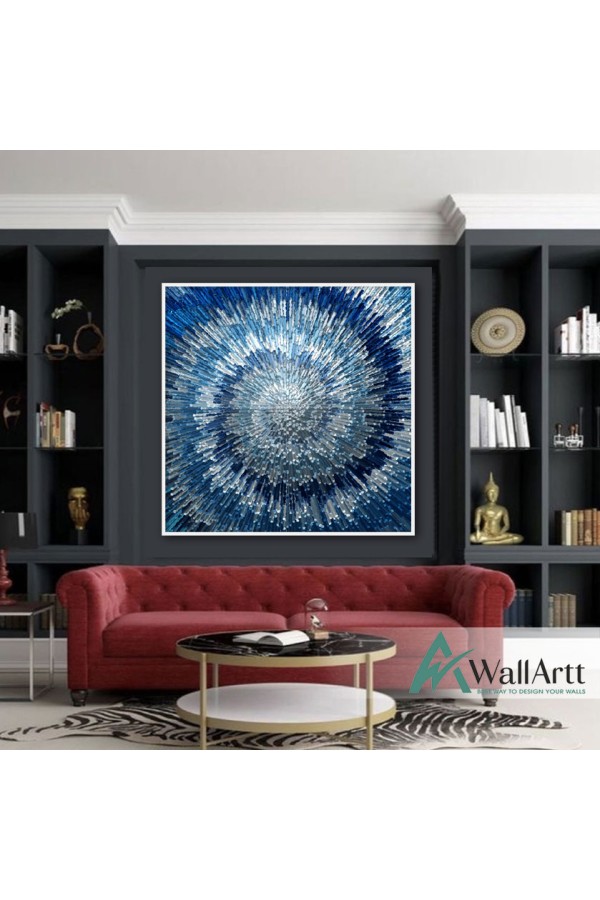 Blue Depth Textured Partial Oil Painting