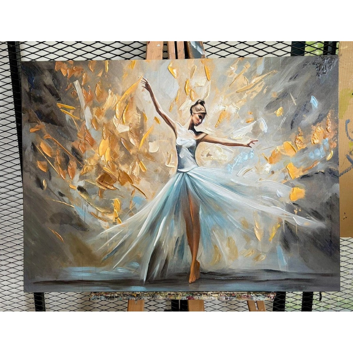 Ballet Dancer Textured Partial Oil Painting