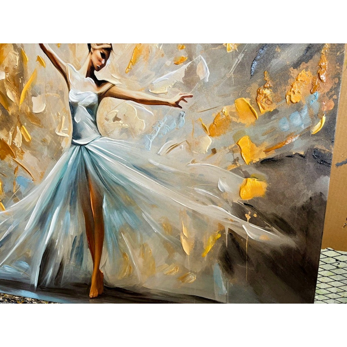 Ballet Dancer Textured Partial Oil Painting