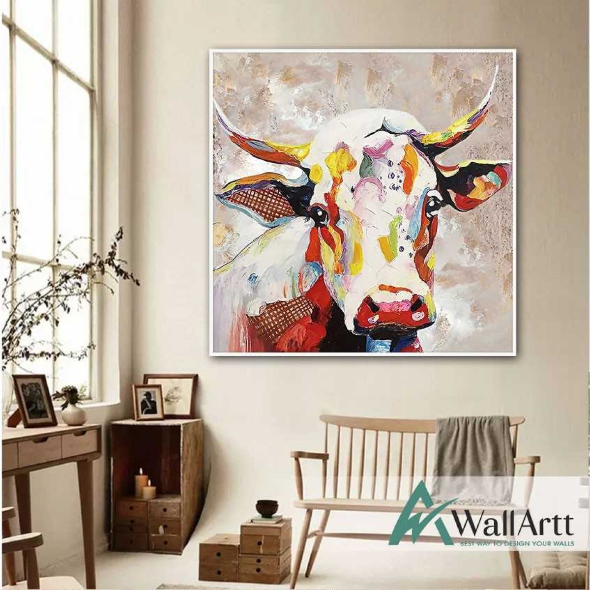 Sad Cow 3D Heavy Textured Partial oil Painting