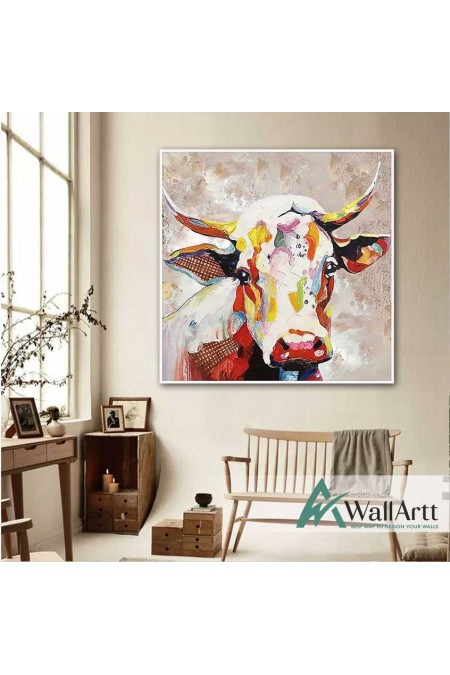 Sad Cow 3D Heavy Textured Partial oil Painting