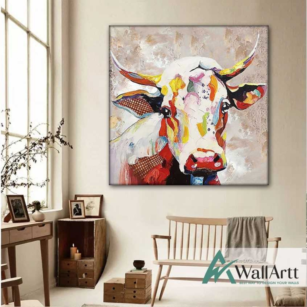 Sad Cow 3D Heavy Textured Partial oil Painting