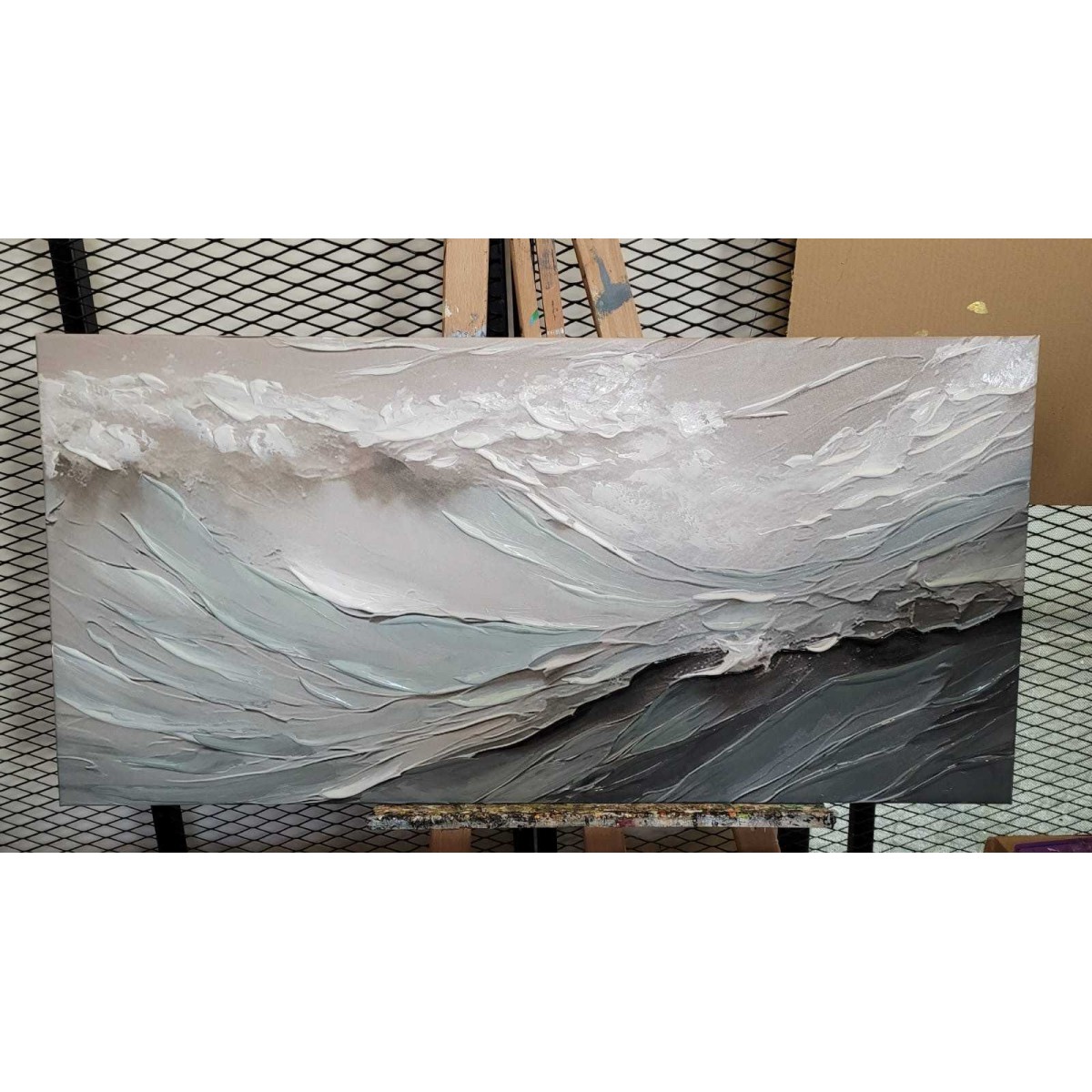Abstract Waves II 3D Heavy Textured Partial oil Painting