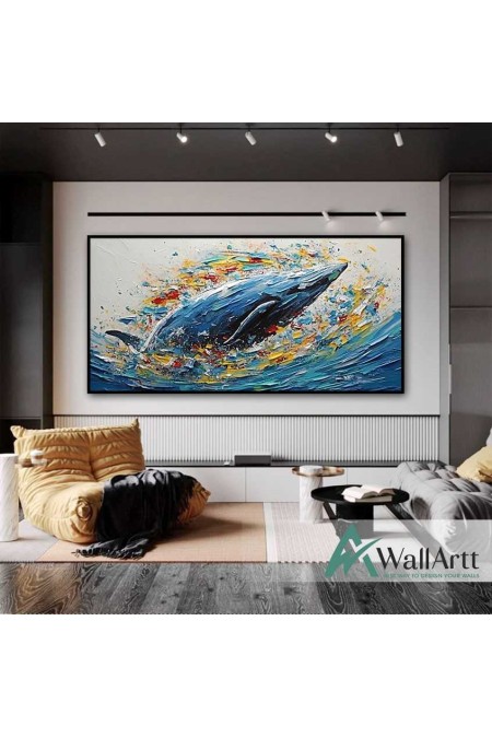 Abstract Whale 3D Heavy Textured Partial oil Painting