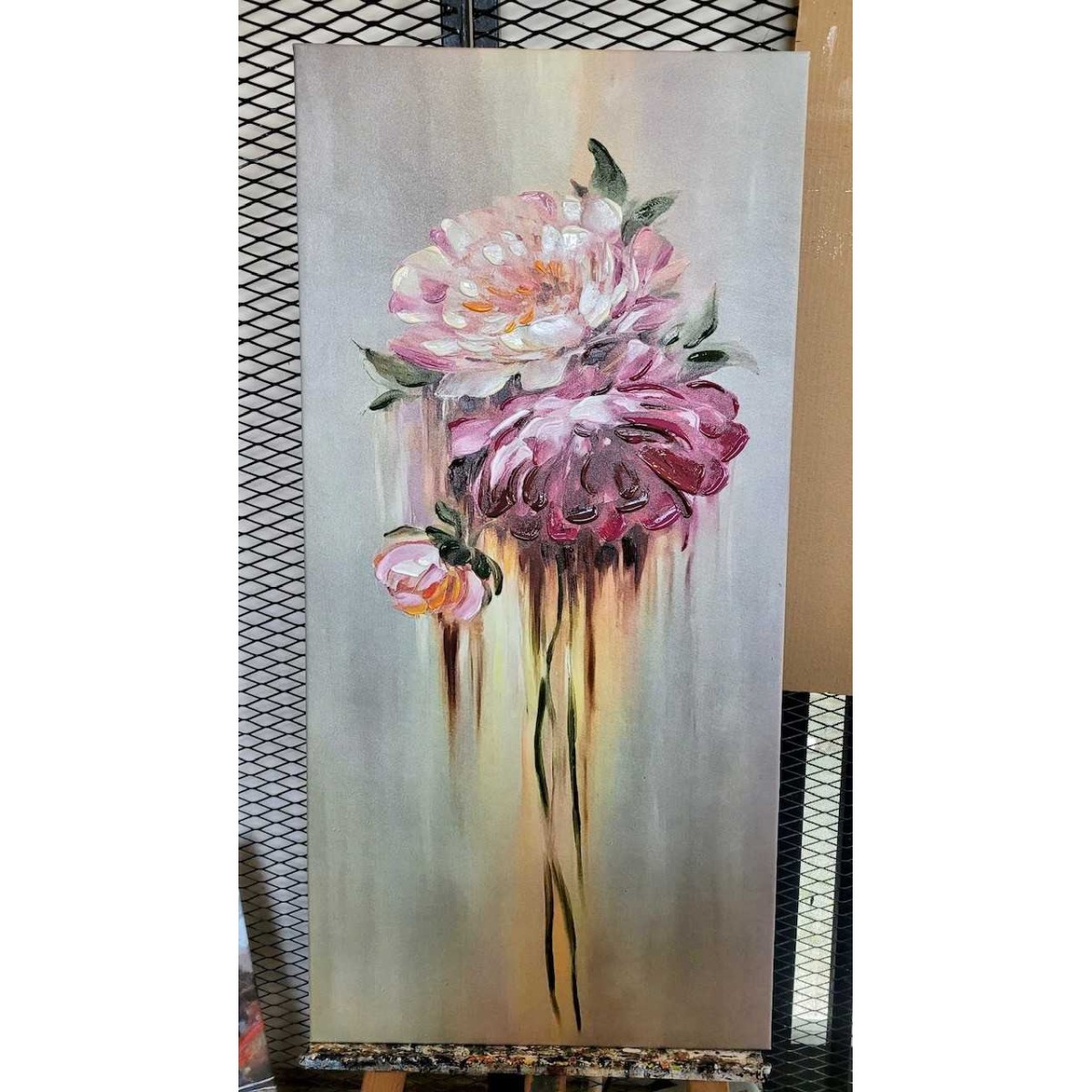 Abstract Floating Flowers Textured Partial Oil Painting