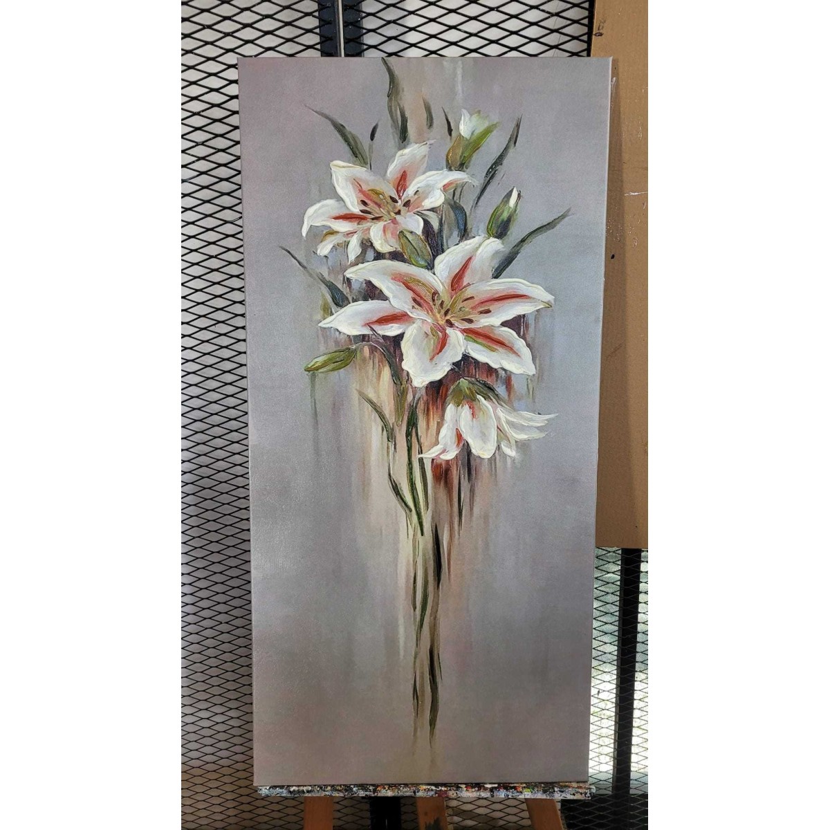 Abstract Floating Lilies Textured Partial Oil Painting