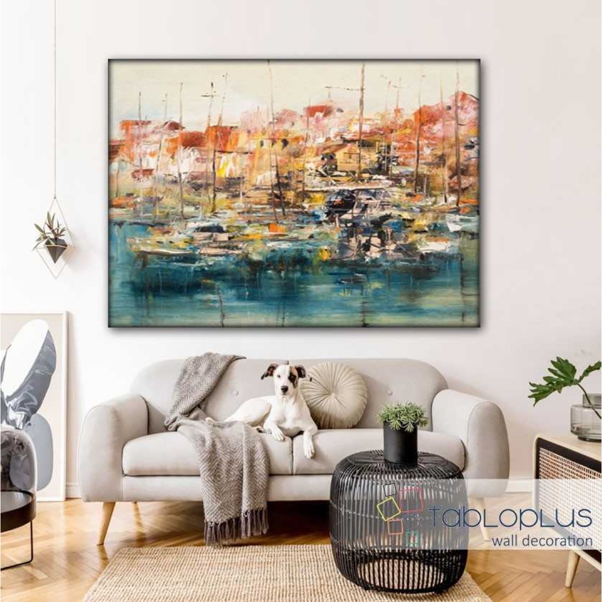 Abstract Sea Village Textured Partial Oil Painting