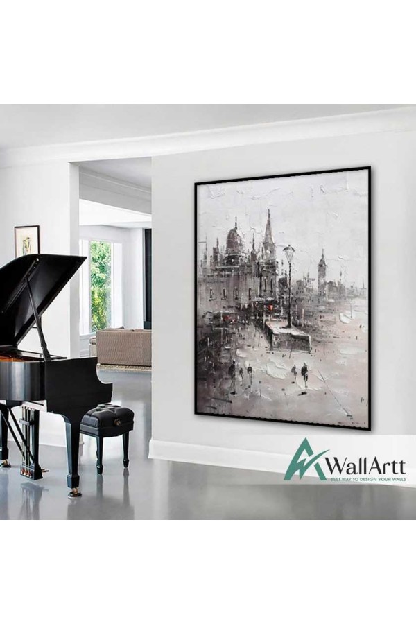 Old City Textured Partial Oil Painting