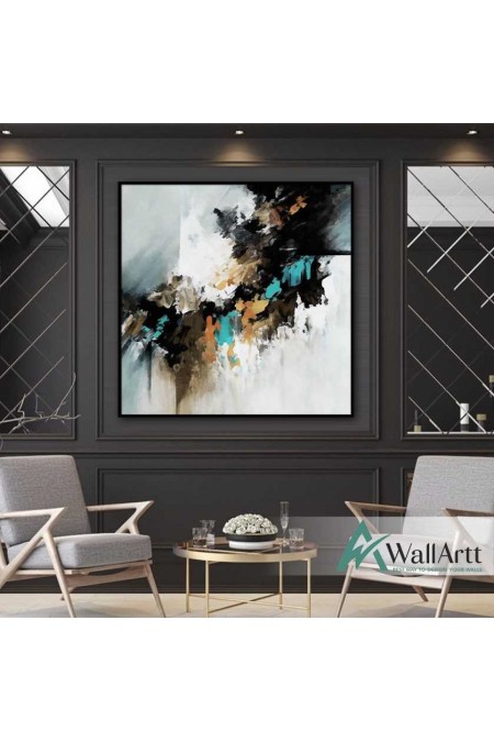 Black Splash Abstract Textured Partial Oil Painting