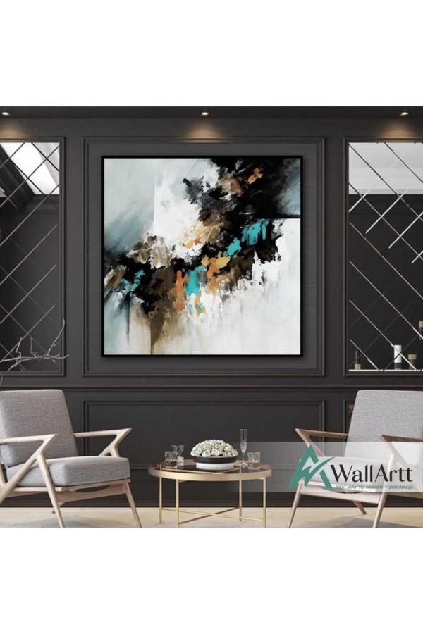 Black Splash Abstract Textured Partial Oil Painting