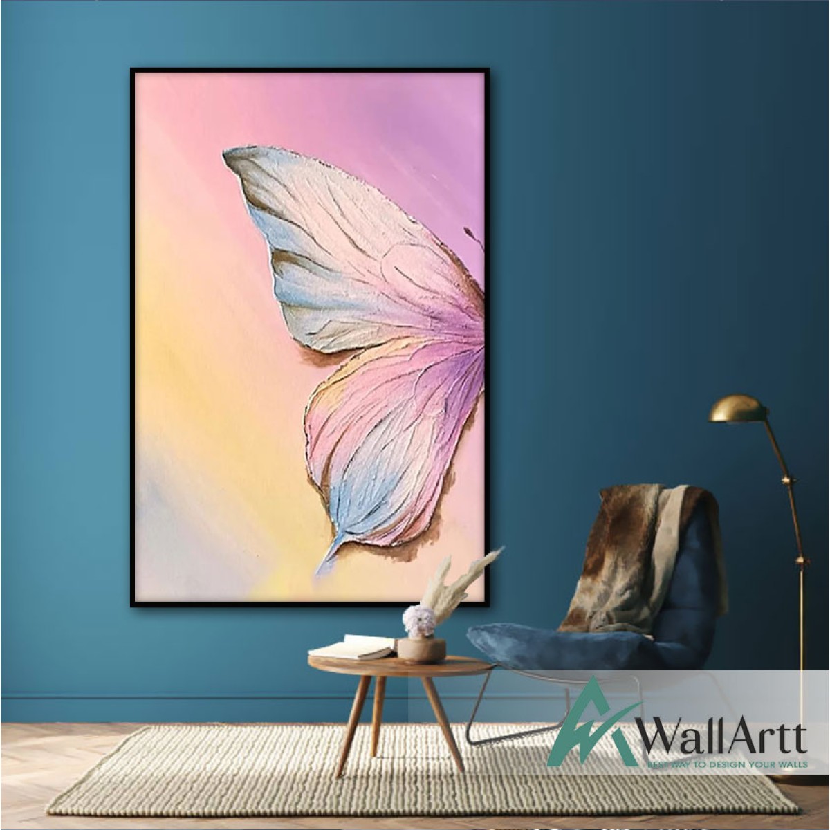 Abstract Pink Butterfly Wing 3d Heavy Textured Partial Oil Painting
