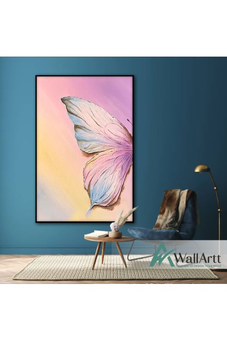 Abstract Pink Butterfly Wing 3d Heavy Textured Partial Oil Painting